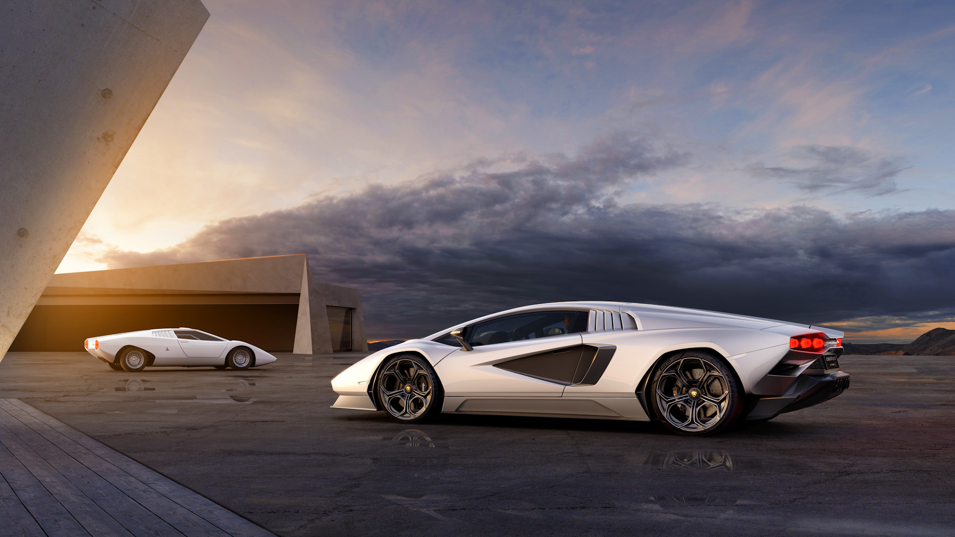 New 2022 Lamborghini Countach with old Countach at the back 